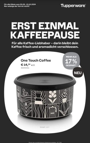 Tupperware one touch coffee - one,